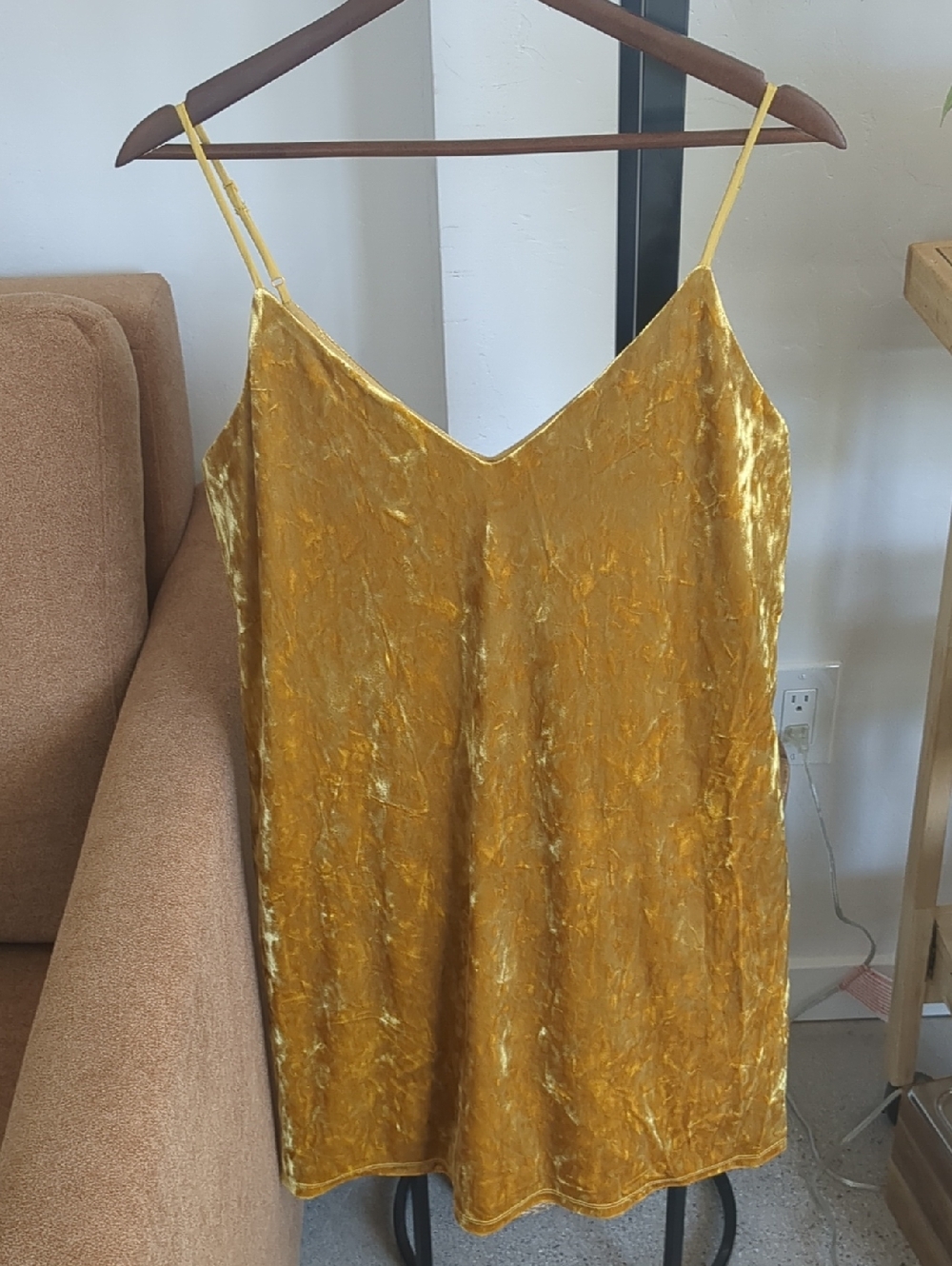 Nordstrom BP Crushed Velvet Golden Mini Dress Medium